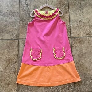 Hanna Andersson Pink and Orange Kids Casual Dress Size S 6/7 120